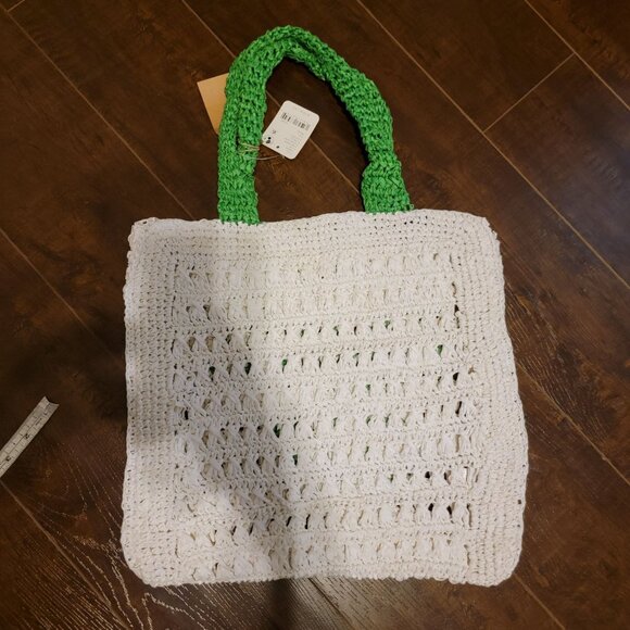 Free People De Siena Tennis Club Raffia Tote Bag Woven Boho Chic Casual Coastal - Picture 3 of 7